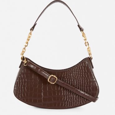 Curved Chain Strap Shoulder Bag