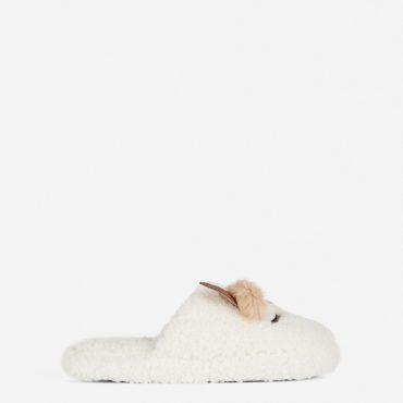 Fleece Reindeer Mule Slippers