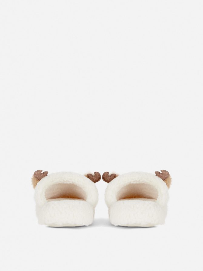 Fleece Reindeer Mule Slippers - Image 3
