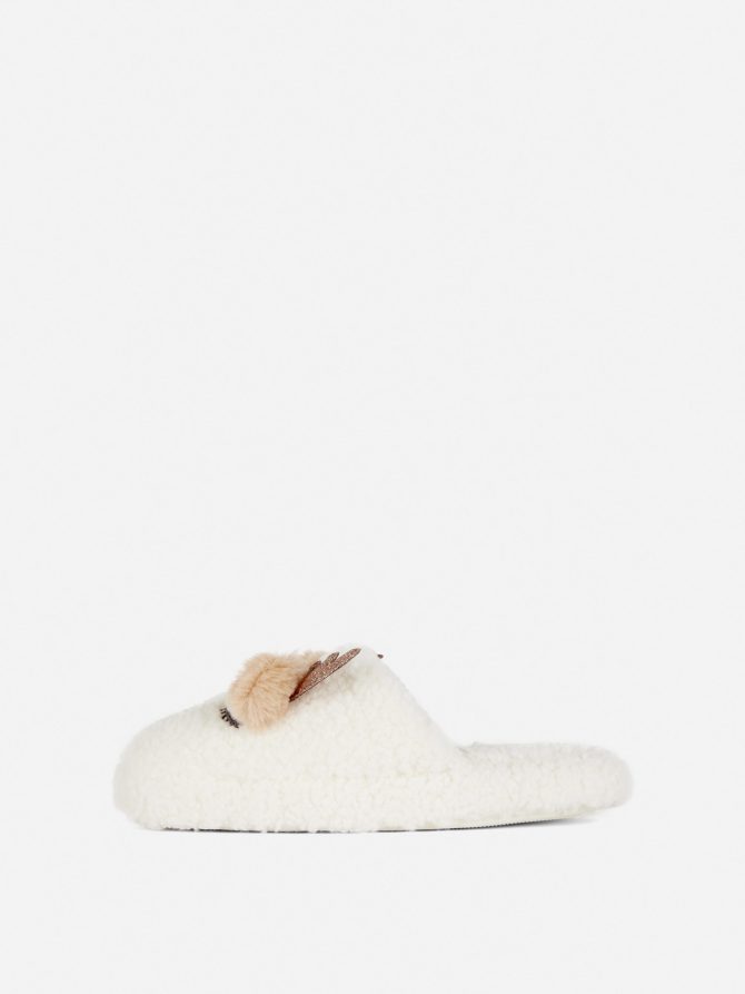Fleece Reindeer Mule Slippers - Image 4