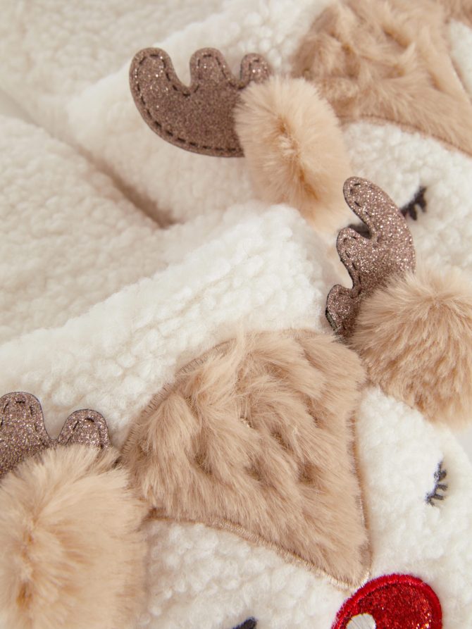 Fleece Reindeer Mule Slippers - Image 5