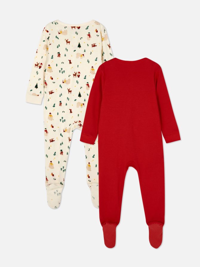 Newborn 2-Pack Multi Christmas Sleepers - Image 2