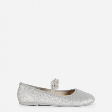 Flower Strap Glitter Ballerinas
