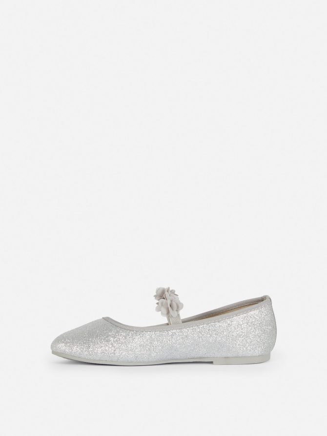Flower Strap Glitter Ballerinas - Image 4