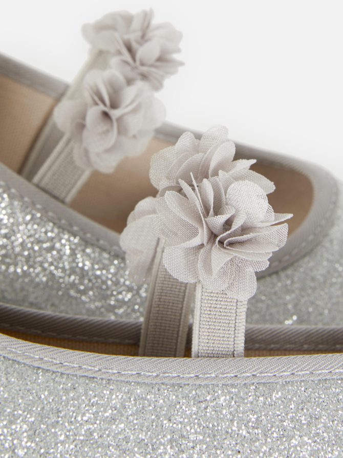 Flower Strap Glitter Ballerinas - Image 5