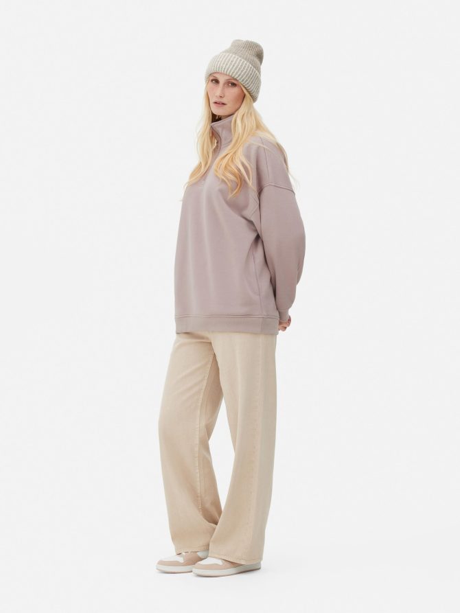 Striped Half-Zip Sweatshirt