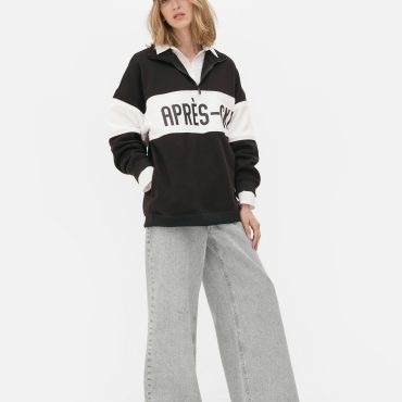 Striped Half-Zip Sweatshirt
