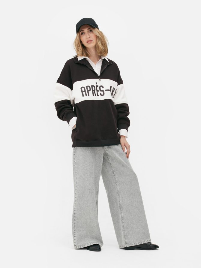 Striped Half-Zip Sweatshirt
