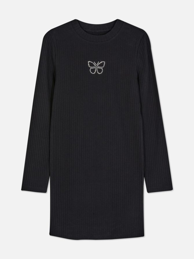 Ribbed Rhinestone Butterfly Dress - Image 3