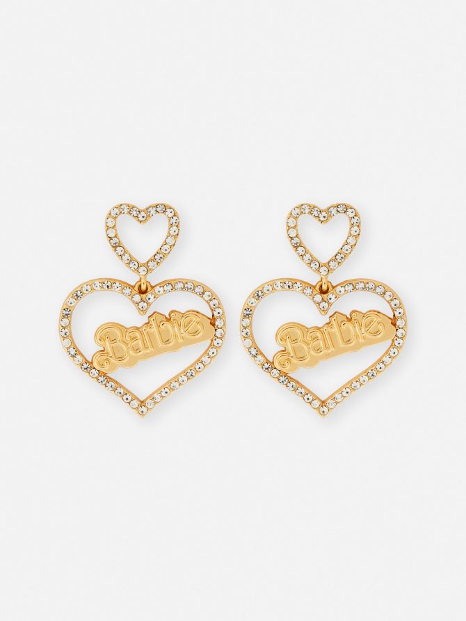 Barbie The Movie Rhinestone Heart Drop Earrings
