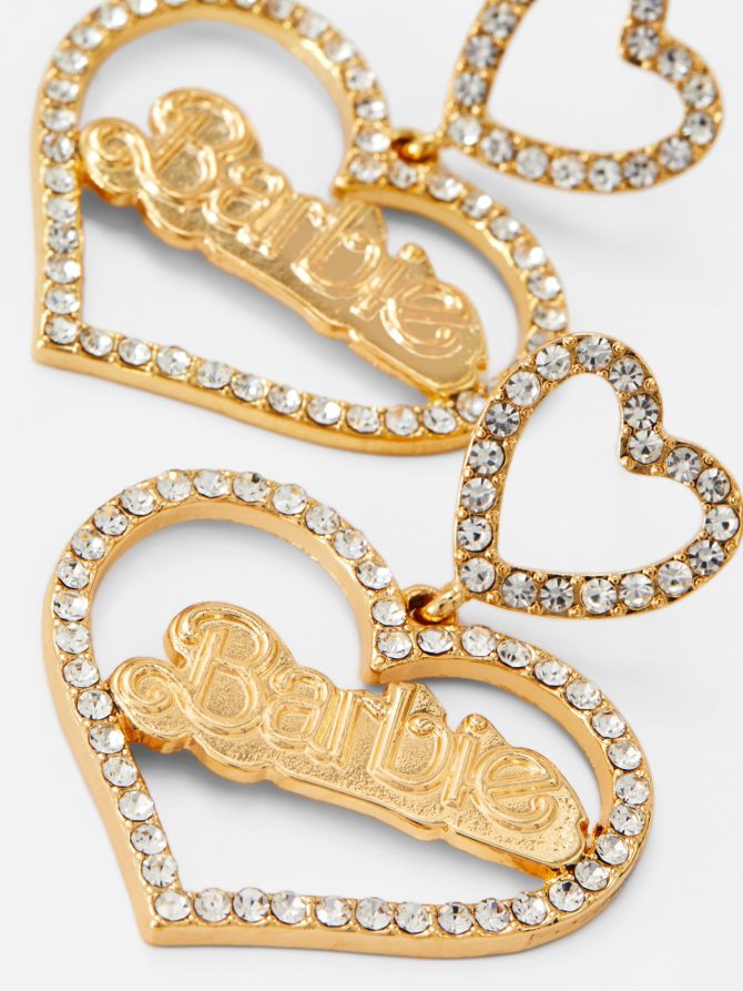 Barbie The Movie Rhinestone Heart Drop Earrings - Image 2