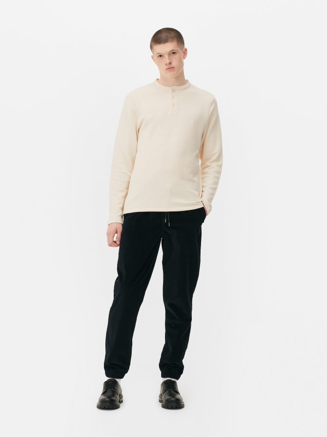 Textured Long Sleeve Henley