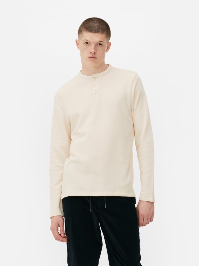 Textured Long Sleeve Henley - Image 2