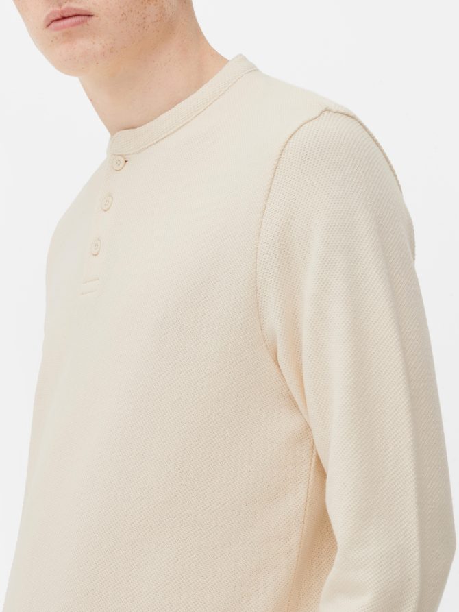 Textured Long Sleeve Henley - Image 3