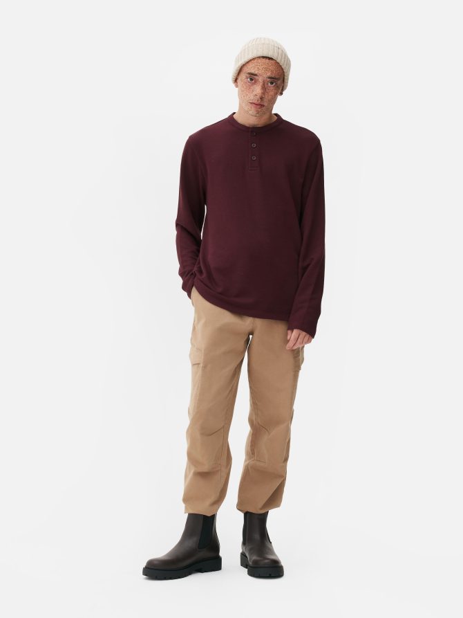 Textured Long Sleeve Henley