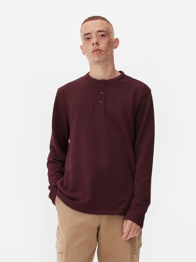 Textured Long Sleeve Henley - Image 2