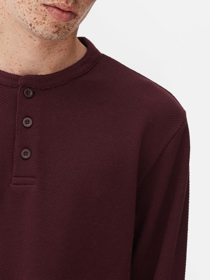 Textured Long Sleeve Henley - Image 3