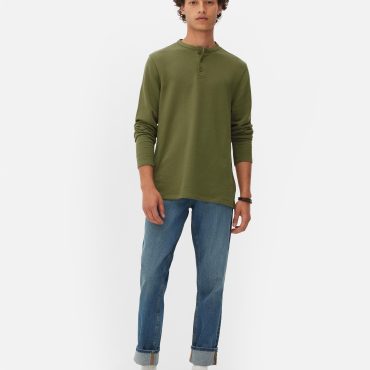 Textured Long Sleeve Henley