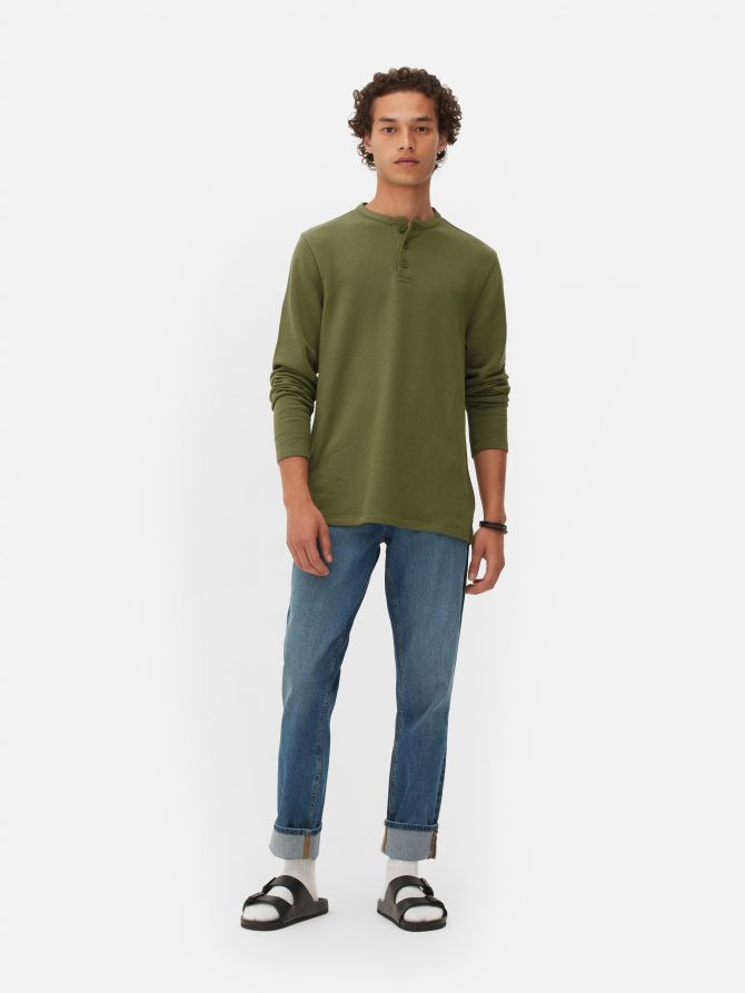 Textured Long Sleeve Henley
