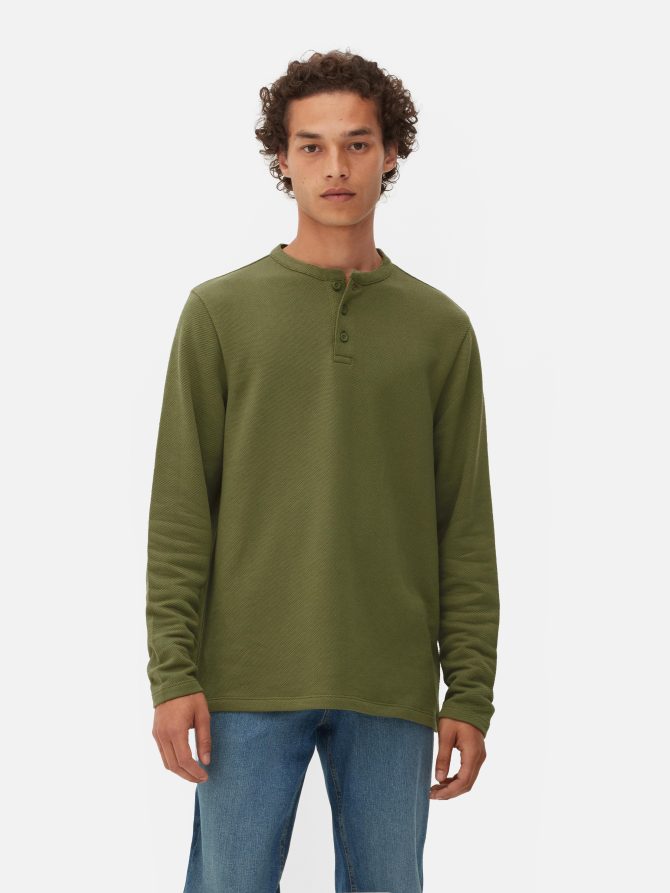Textured Long Sleeve Henley - Image 2