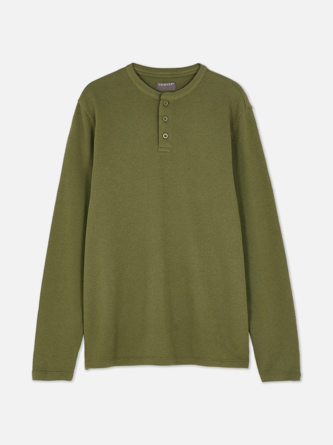 Textured Long Sleeve Henley - Image 5