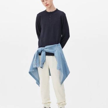 Textured Long Sleeve Henley