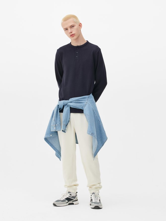 Textured Long Sleeve Henley
