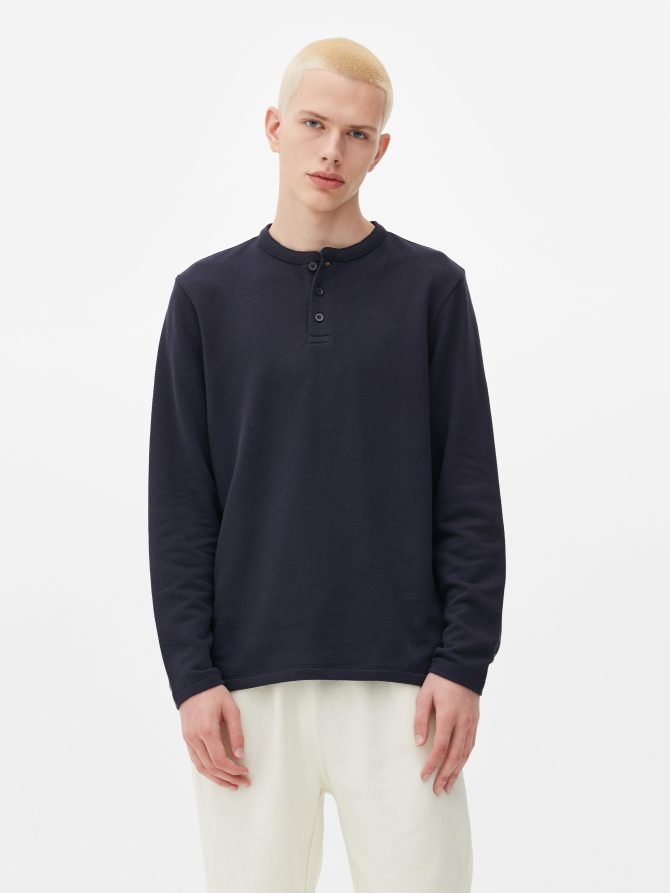 Textured Long Sleeve Henley - Image 2