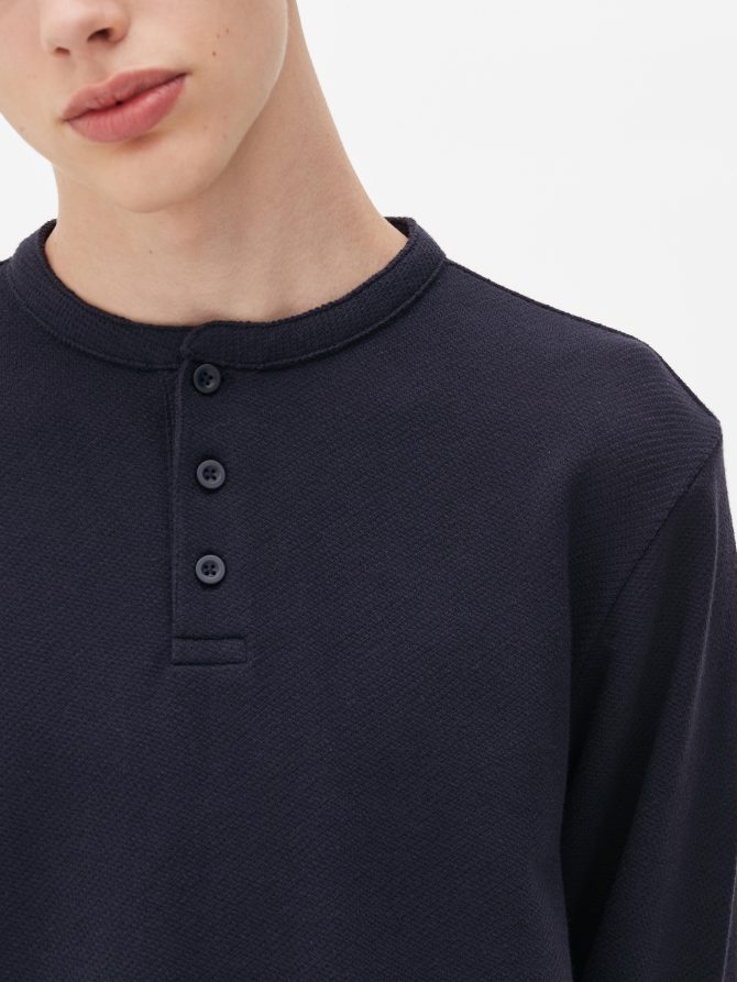 Textured Long Sleeve Henley - Image 3
