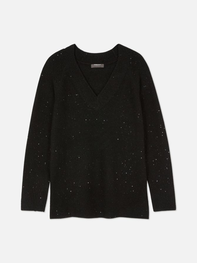 Micro Sequin Detail V-Neck Sweater - Image 5