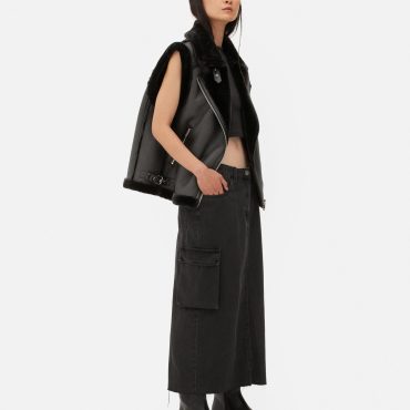 Lined Faux Leather Biker Vest