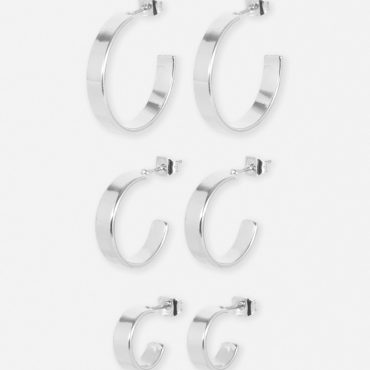 3-Pack Chunky Hoop Earrings
