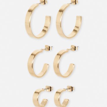 3-Pack Chunky Hoop Earrings