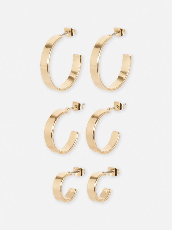 3-Pack Chunky Hoop Earrings