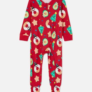 Newborn Printed Jersey Christmas Family Pajamas Sleeper