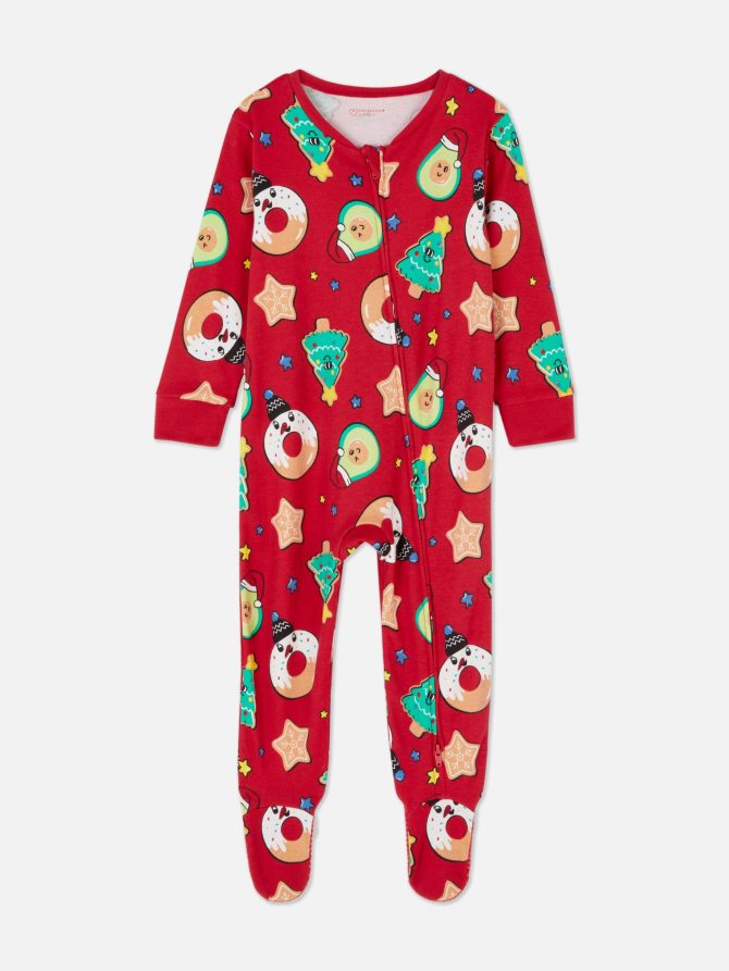 Newborn Printed Jersey Christmas Family Pajamas Sleeper