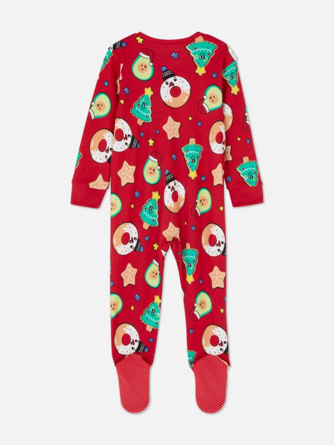 Newborn Printed Jersey Christmas Family Pajamas Sleeper - Image 2