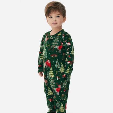 Baby Woodland Print Christmas Family Pajamas Sleeper