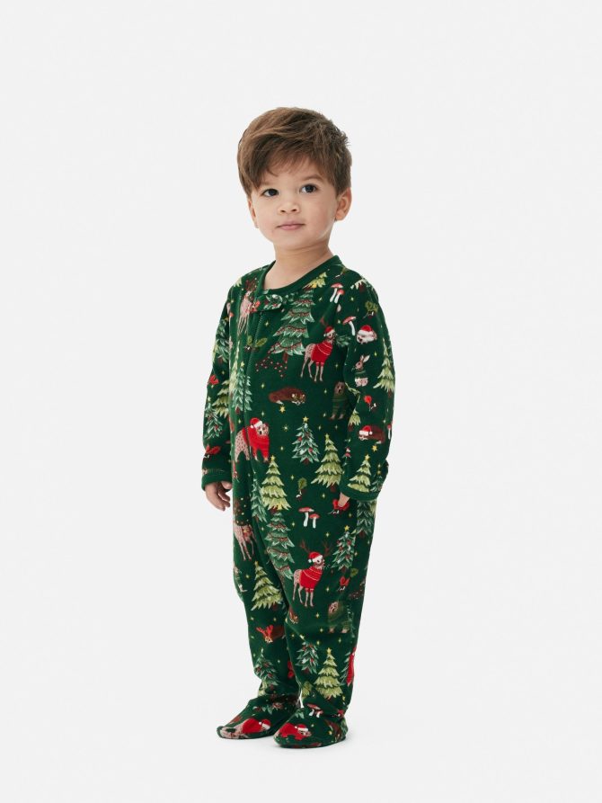 Baby Woodland Print Christmas Family Pajamas Sleeper