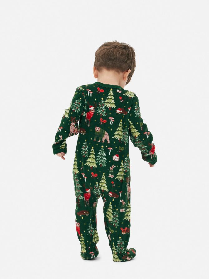 Baby Woodland Print Christmas Family Pajamas Sleeper - Image 2