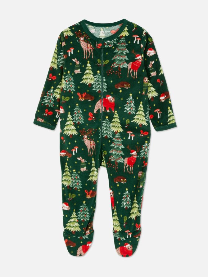 Baby Woodland Print Christmas Family Pajamas Sleeper - Image 3