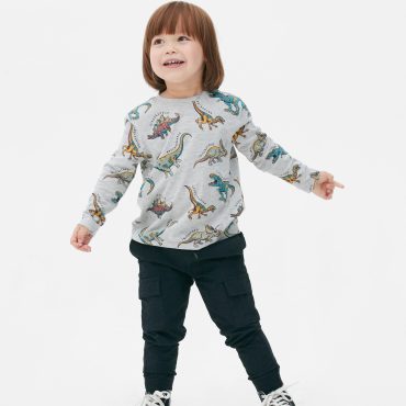 Long Sleeve Dinosaur Print T-Shirt