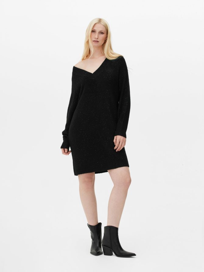 V-Neck Sequin Dress