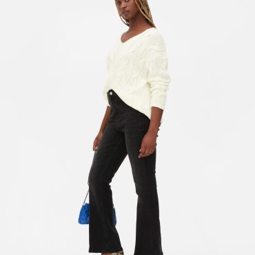 V-Neck Cable Knit Sweater