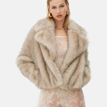 Rita Ora Cropped Faux Fur Coat