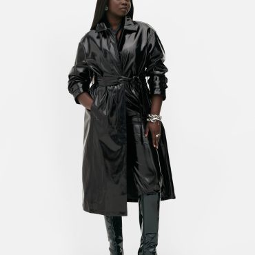 Rita Ora Patent Faux Leather Trench