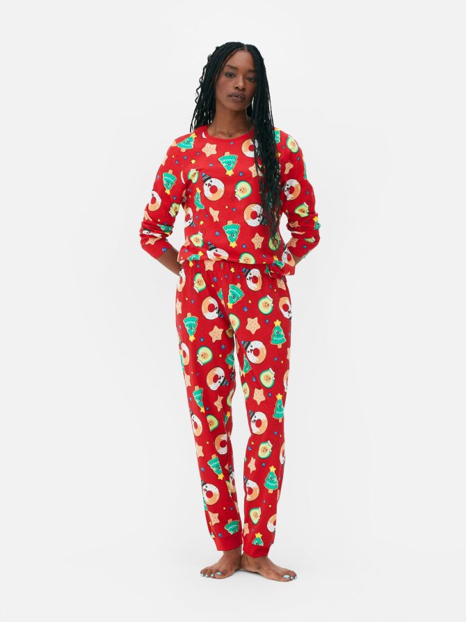Women's Printed Jersey Christmas Family Pajamas
