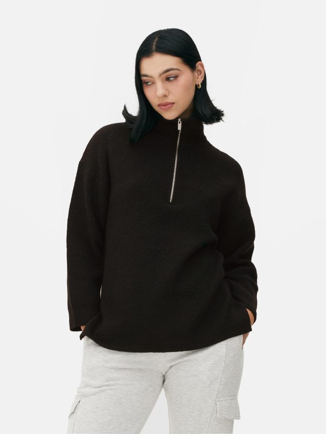 Quarter Zip Knitted Sweater - Image 2