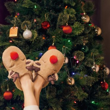 Women's Christmas Reindeer Plush Slippers