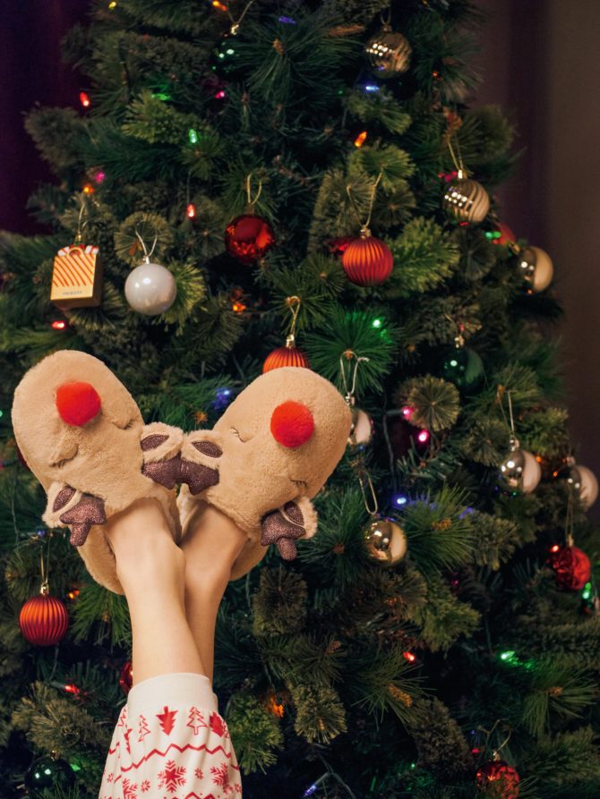 Women's Christmas Reindeer Plush Slippers